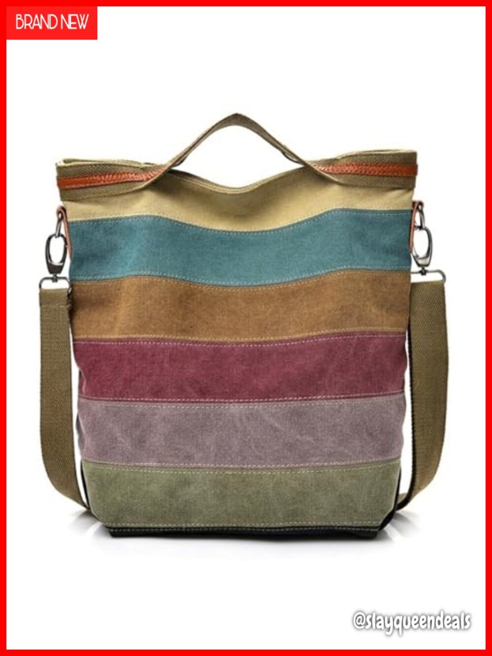 Canvas Hobo Tote Bag With Strap, Large Capacity, Multi-Color